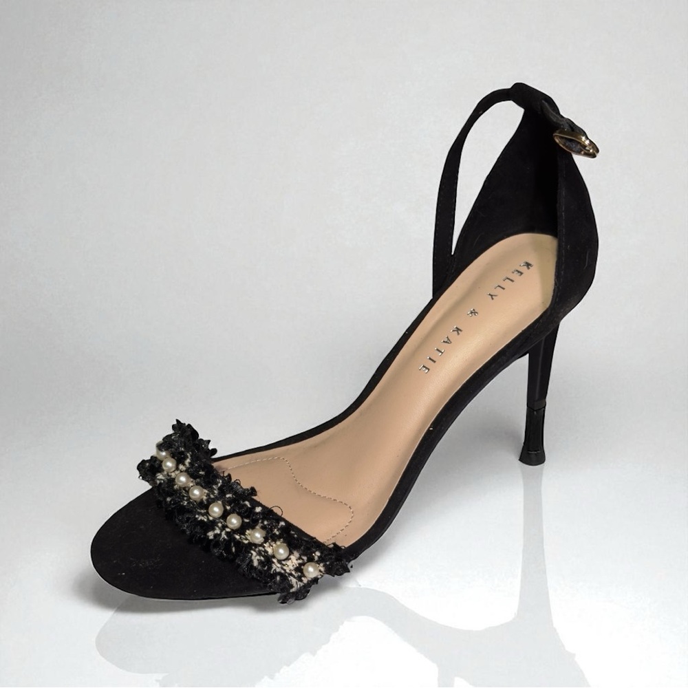 Kelly & Katie Black Pearl Embellished Heels